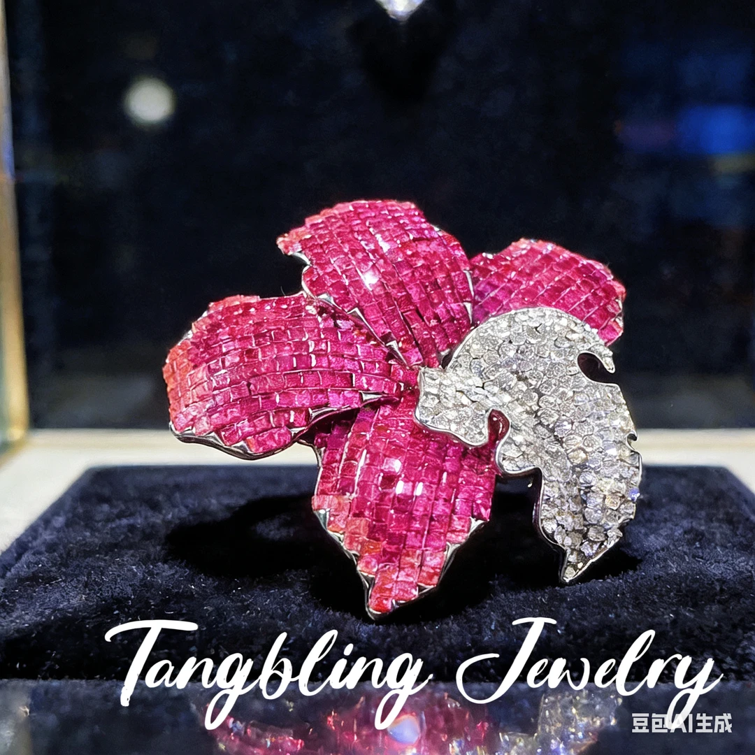 铜合金胸针 无边镶·璀璨粉花鸢尾｜复古重工胸针