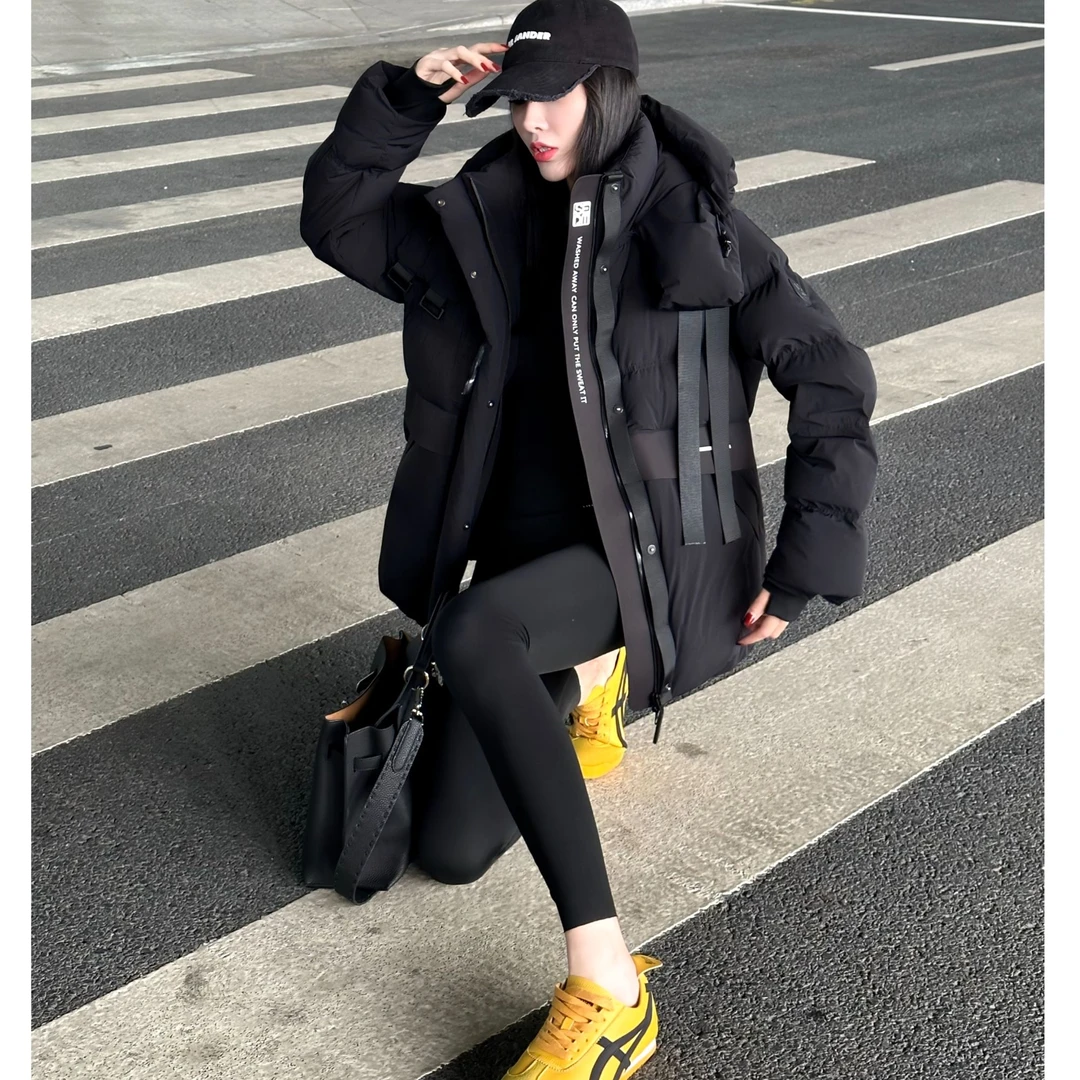 韩版宽松户外潮流运动秋冬棉服黑色