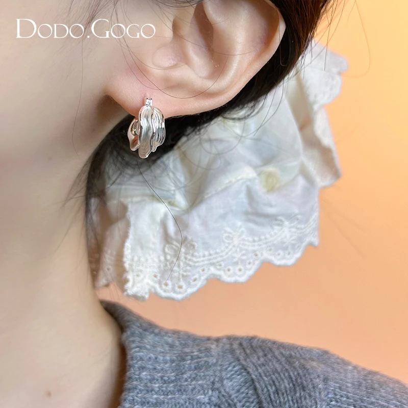 DODOGOGO 合金耳饰 不规则金属耳环气质时尚百搭复古设计感耳扣女