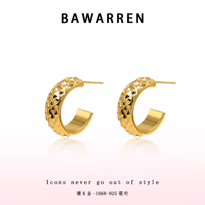 Bawarren 16685-【菱格c圈】精美时尚百搭时尚耳环