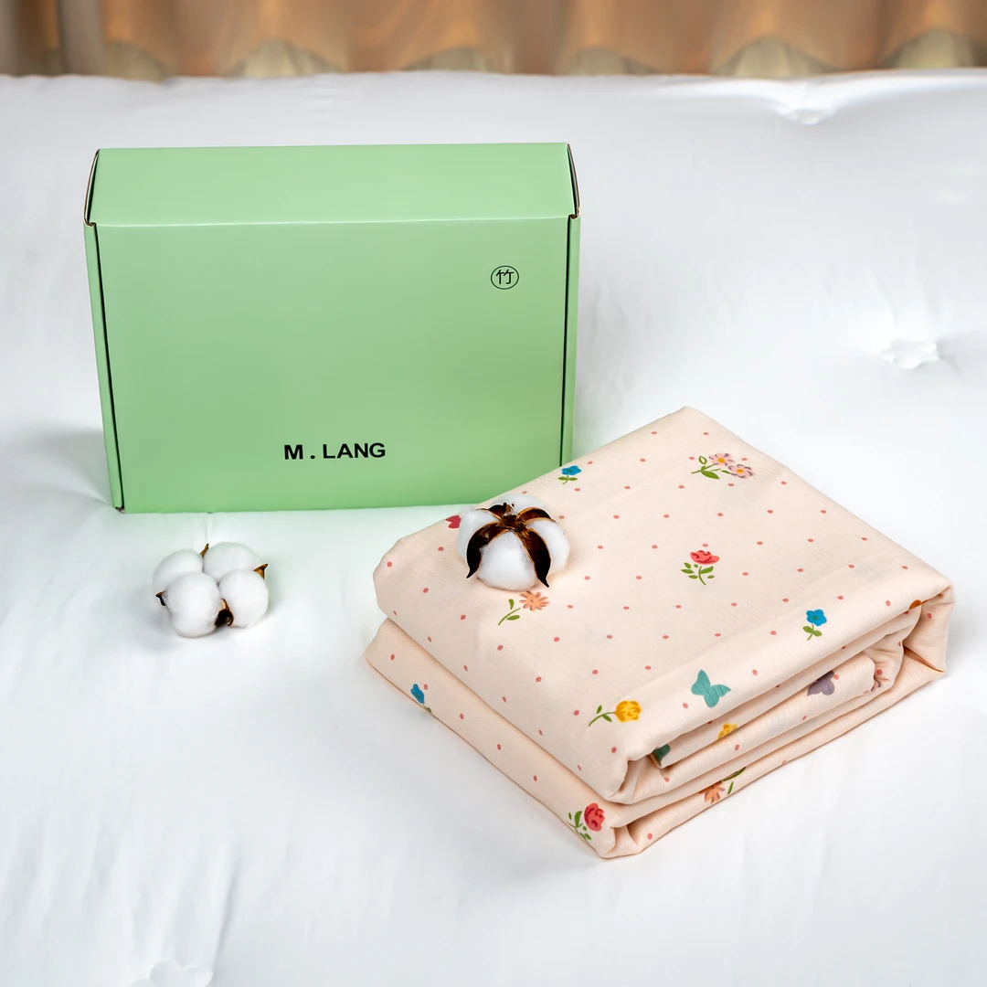 【京かわ会社】竹小棉纯棉加厚床单230*250cm 波点蝴蝶花-粉