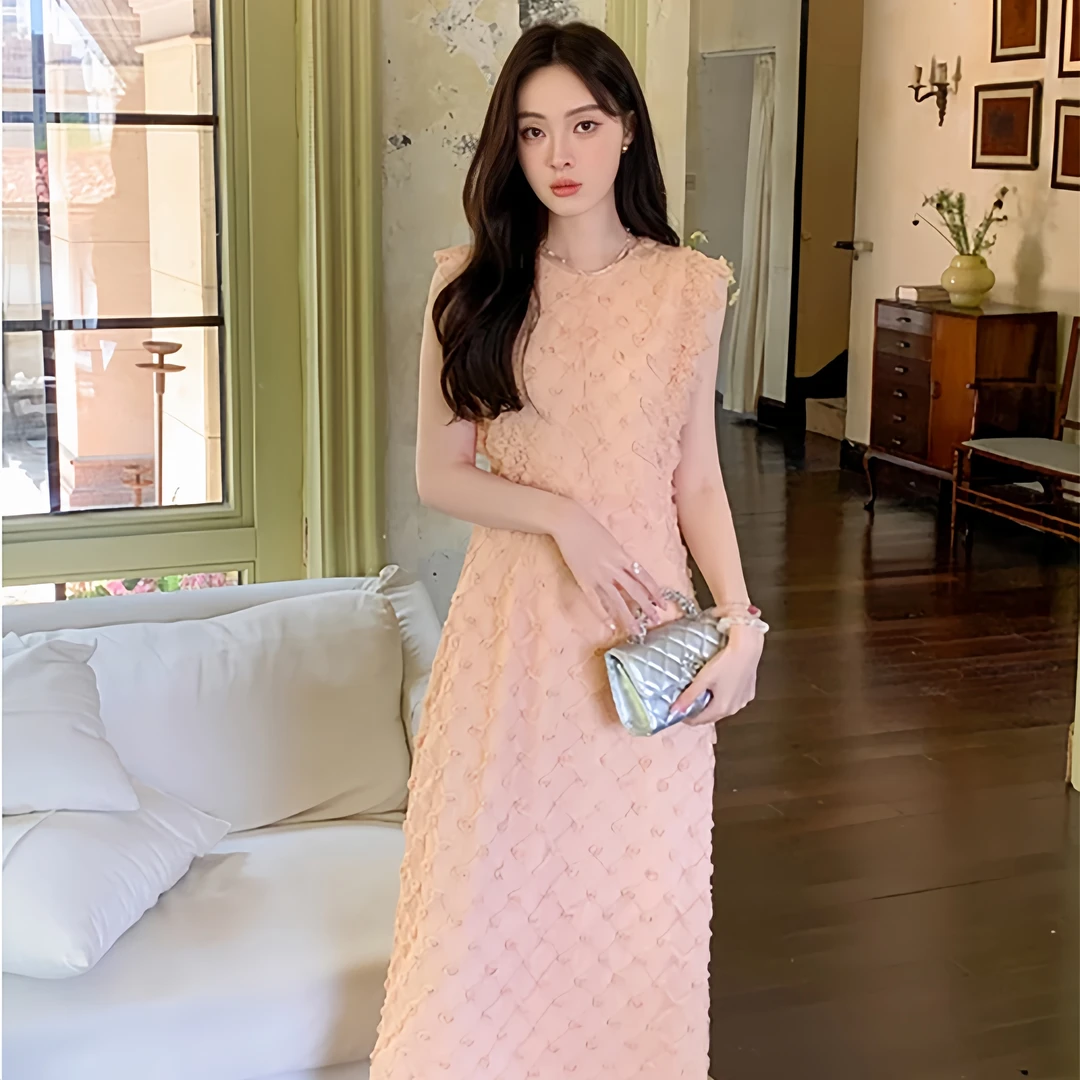 JOANOF法式轻奢气质温柔修身显瘦宽松连衣裙 A256112-K