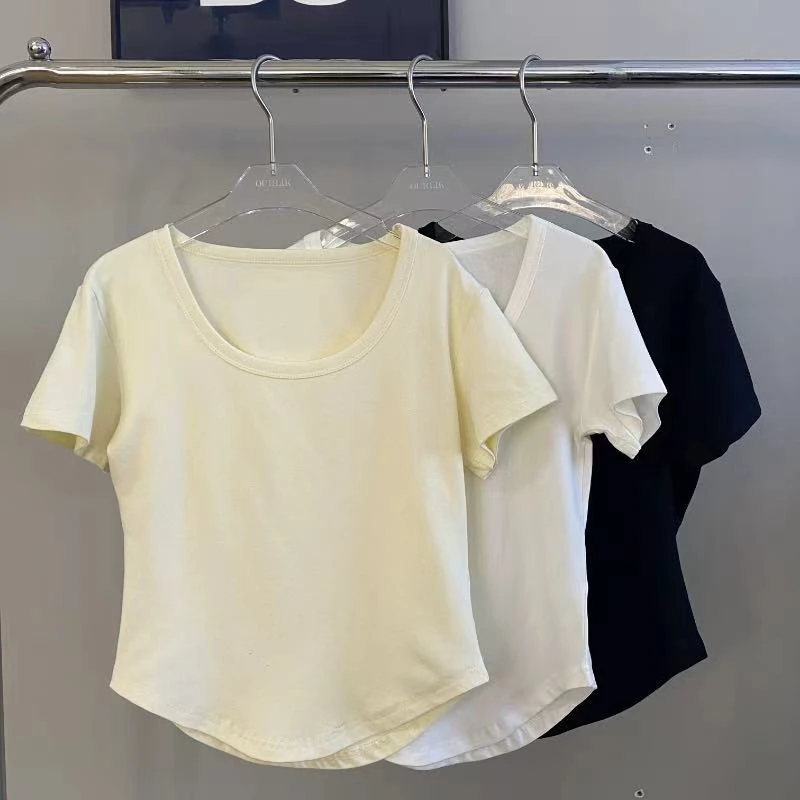 新品百搭女款深领短袖8003