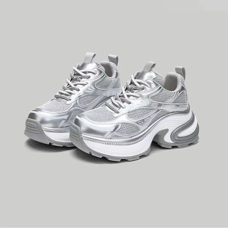 C7463 米银 夏季时尚圆头2025新款休闲运动女士老爹鞋