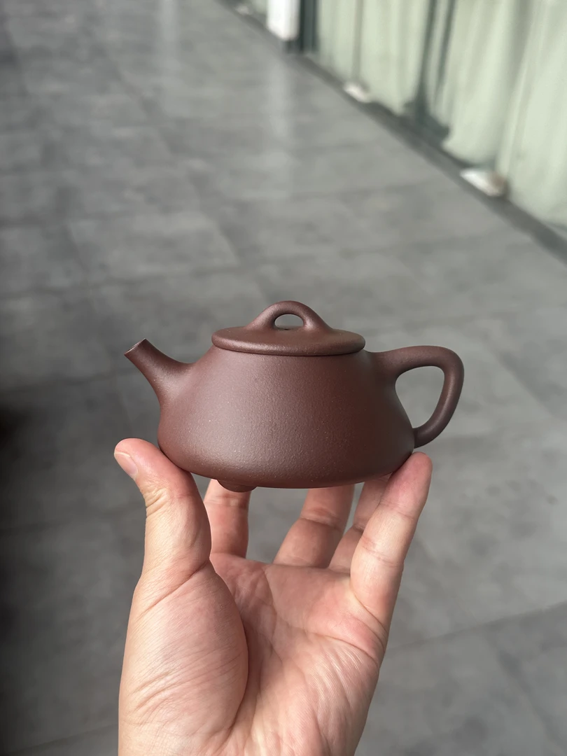 小平盖石瓢150毫升原矿高温紫泥半手工制作