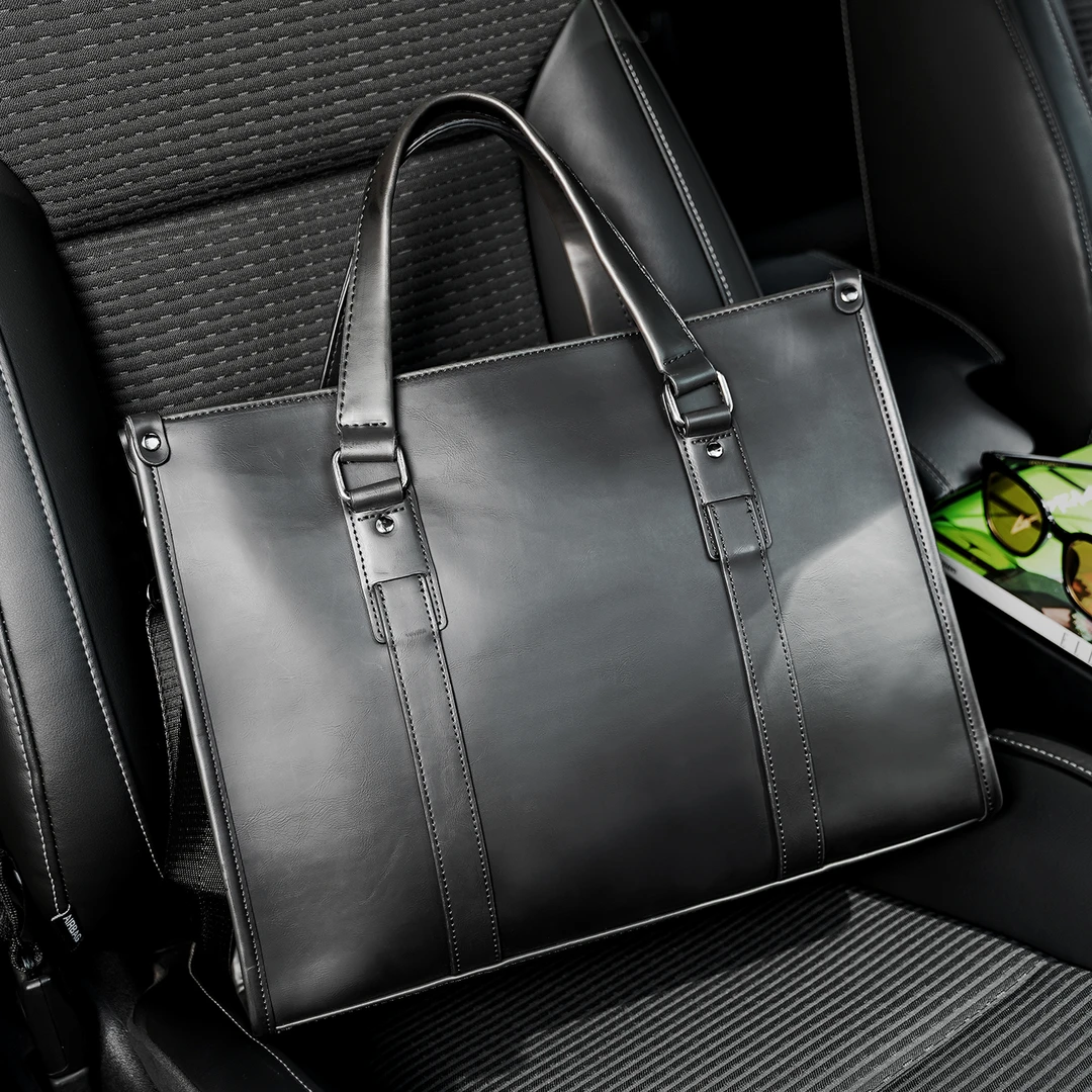 高品质轻商务复古通勤男士手提文件包电脑公文包潮牌托特包单肩包