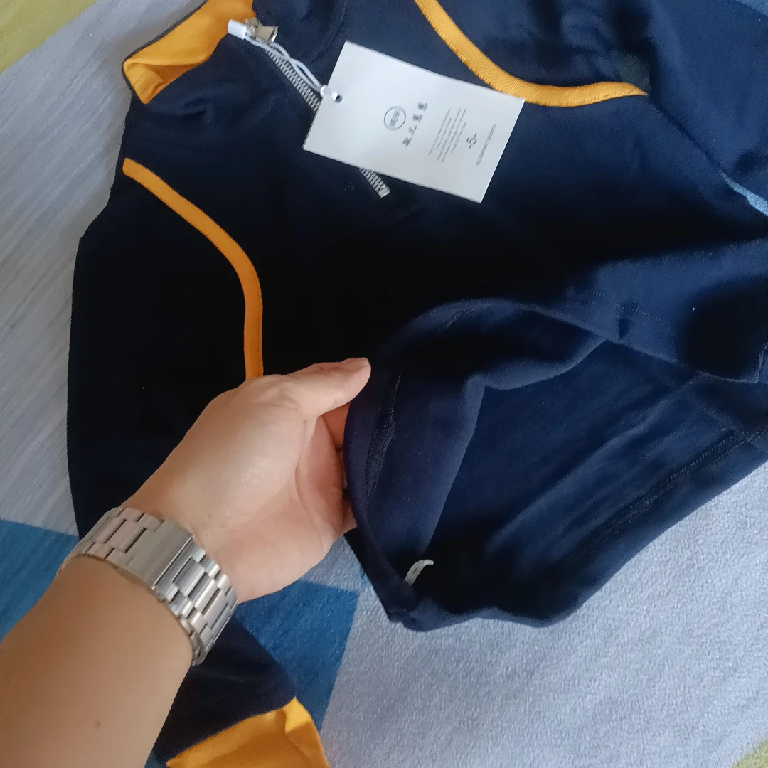 运动风蓝色拼色卫衣秋冬外套秋冬季加绒宝宝纯色森系女