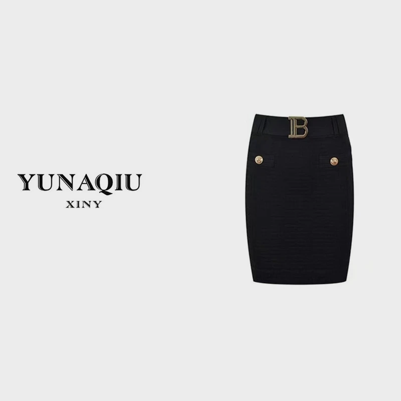 YUNAQIU 半裙下装小香风高质感针织裙子2024年新款-7031