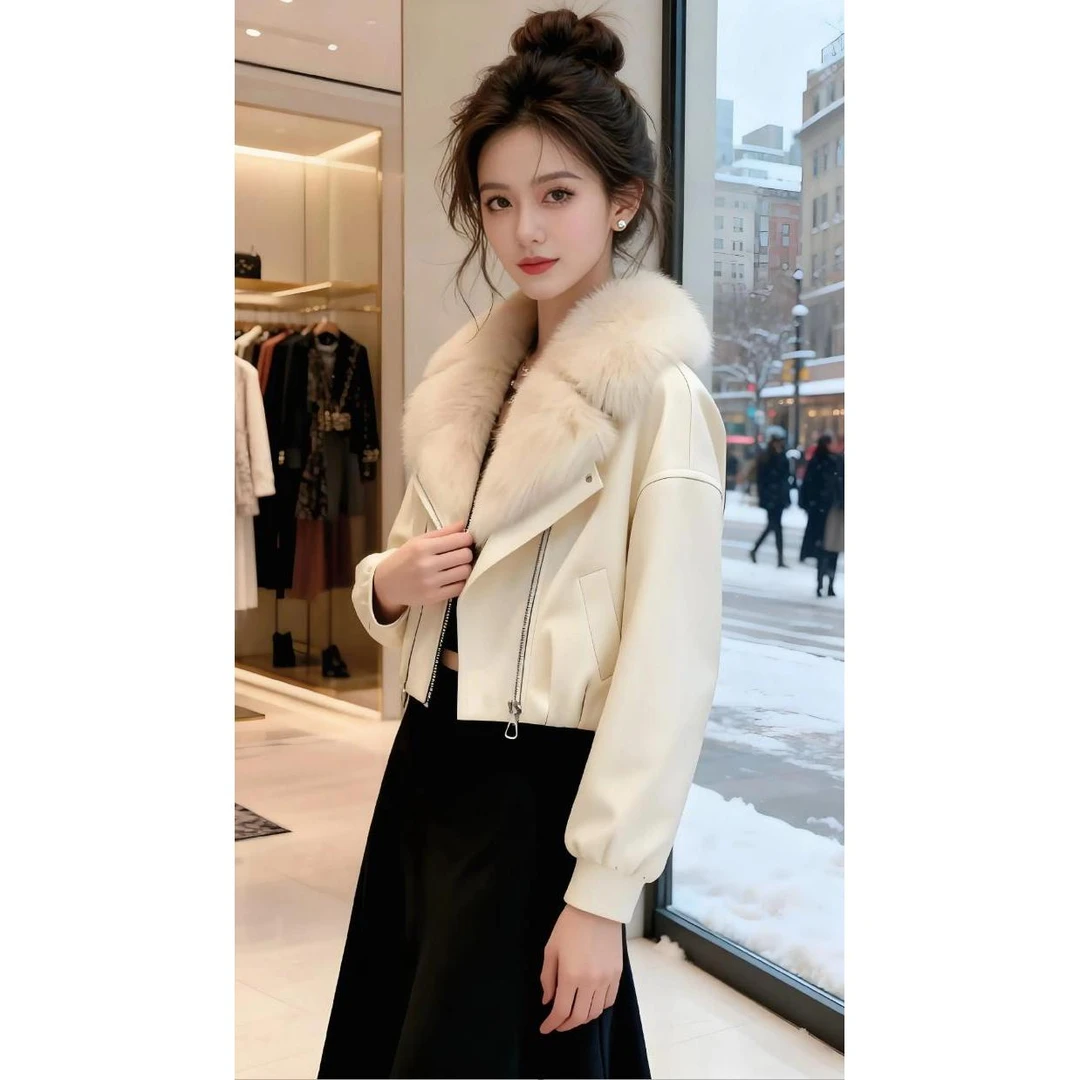 霖优【奶油绵羊】时尚轻奢风毛领高级感棉服外套女冬季气质爆款棉衣