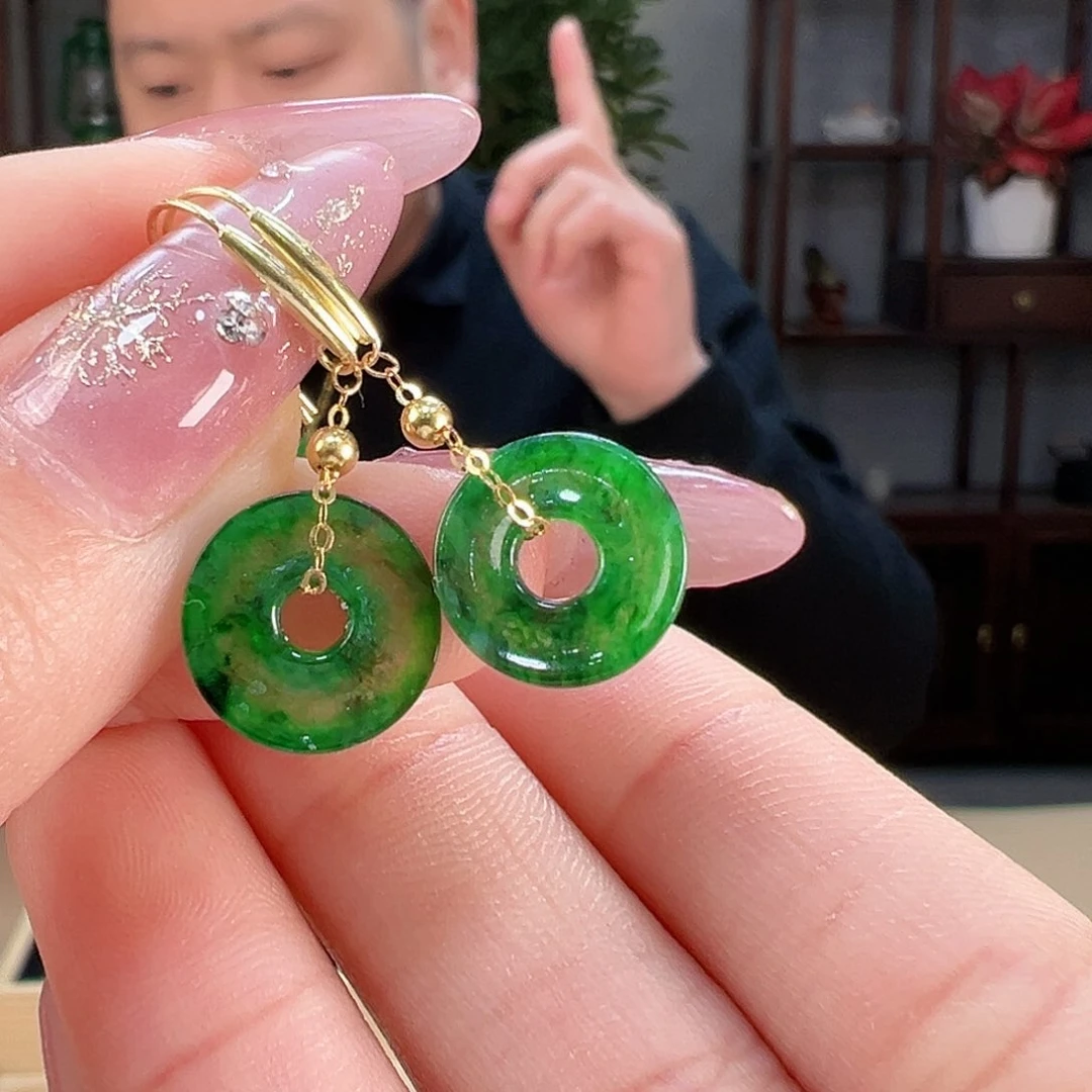 翡翠耳饰18K金镶嵌耳环27