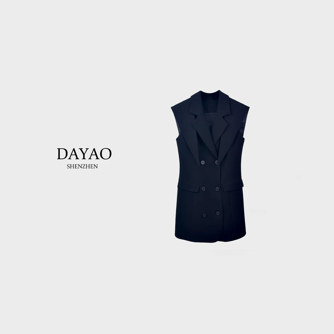 「DAYAO」新款时尚Q气质名媛无袖翻领连衣裙轻奢高端女装WY24405