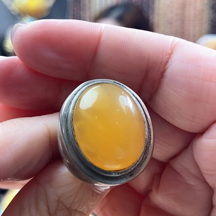 琥珀未镶嵌戒指戒指
