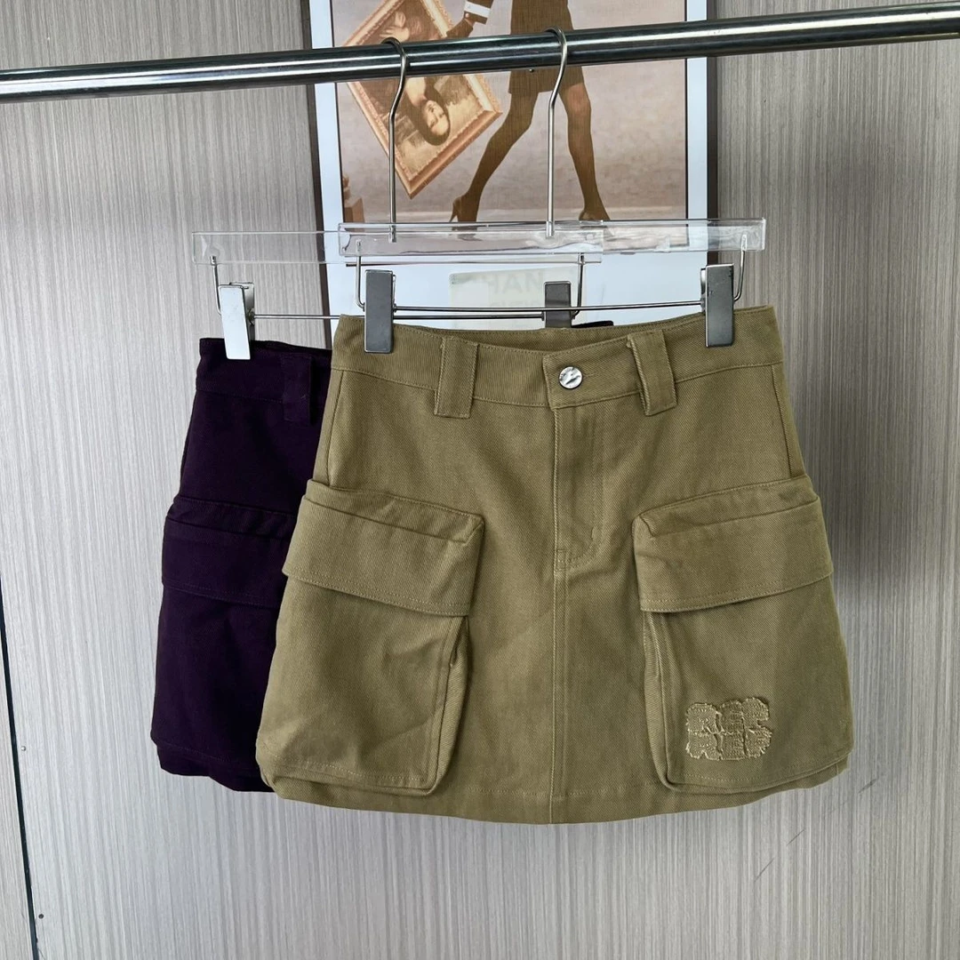 1800撤柜DS休闲时尚口袋牛仔工装短裙半裙2025新款显瘦半身裙A字