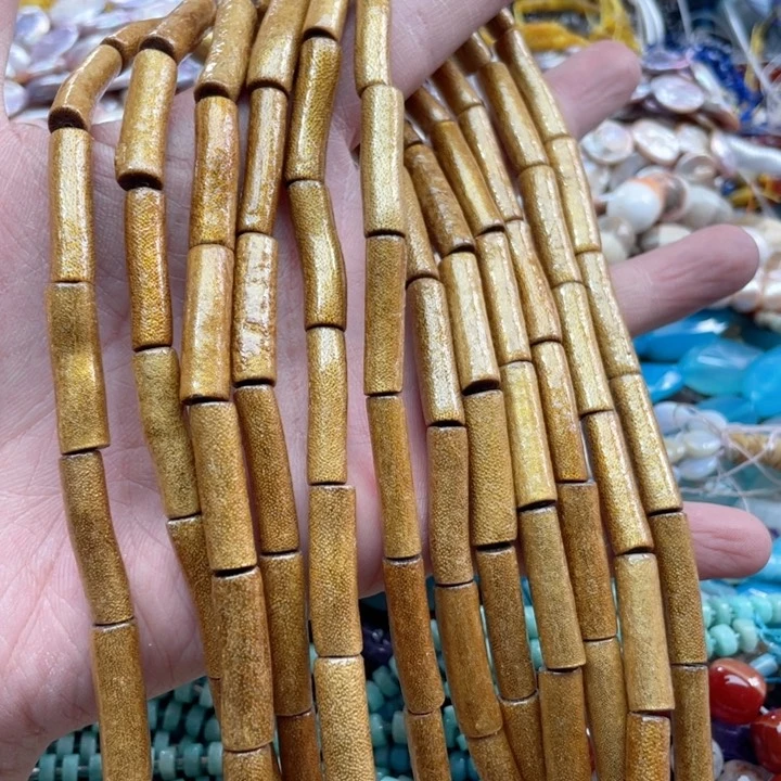 玛瑙/玉髓合金珠宝半成品一条7x24mm金柳桶珠