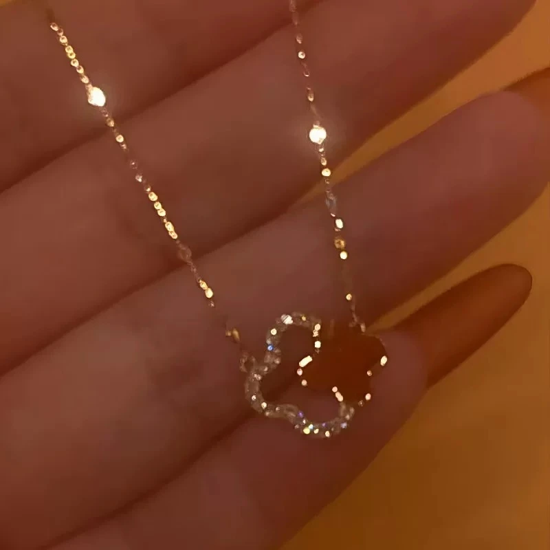 钛钢项链 幸运草项链小众小香风精致百搭气质锁骨链E1781