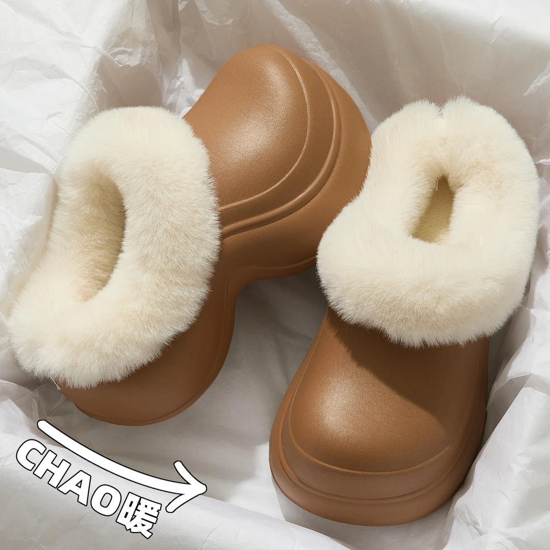 增高厚底棉拖鞋女2025新款冬季室内家居加绒保暖防水防滑外穿棉鞋