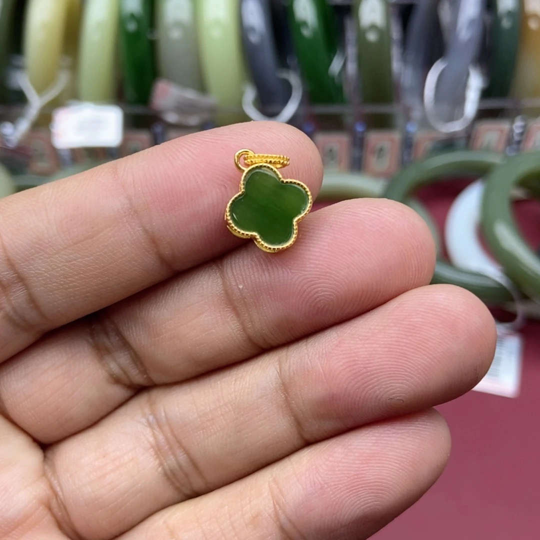 和田玉吊坠(不含链)银S925镶嵌