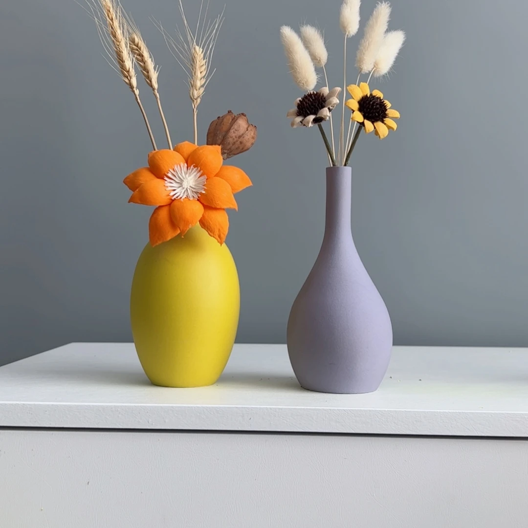 摆件陶瓷小花瓶摆件含花总高约20-30cm