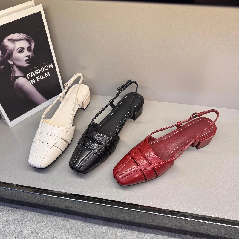 Chic Pa联名轻奢高定法式镂空手工凉鞋女春夏透气尖头单鞋D26072