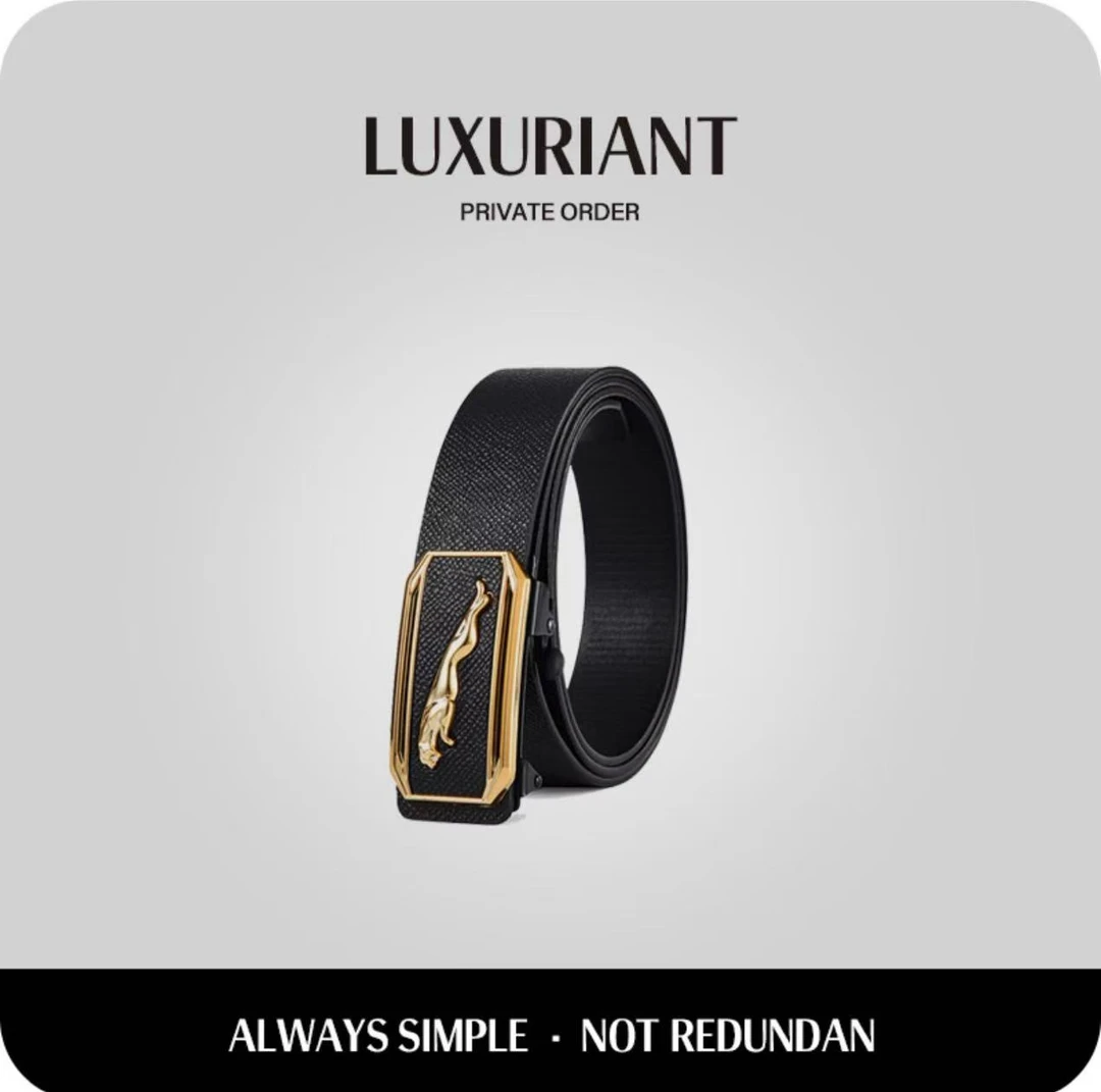 韩版轻奢男款商务黑金豹子皮带百搭休闲时尚潮流自动扣男式腰带MG