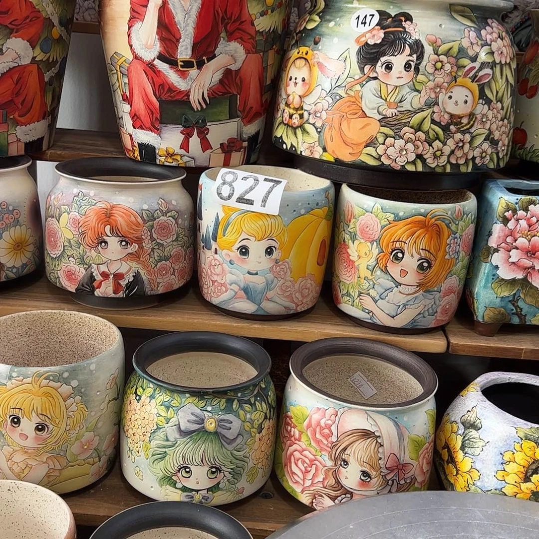 F***g景德镇炫彩手绘陶瓷花盆