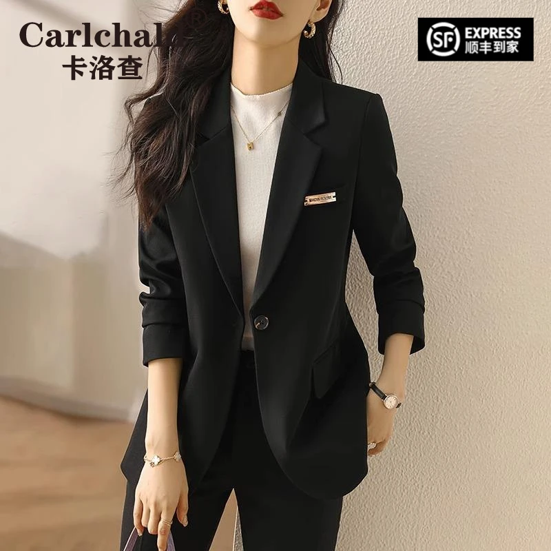 卡洛查（CARLCHALD）潮牌西装短洋气韩版装2025年春黑色新款小个