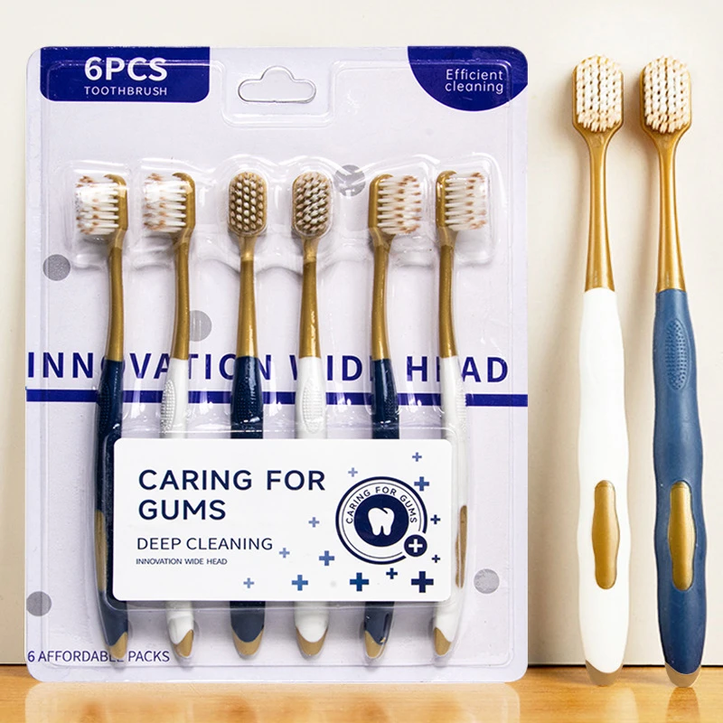 山姆同款家庭装【一盒6支装】柔软舌苔头巴氏成人牙刷男士专用
