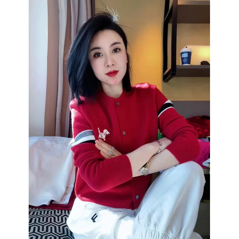 哝NONG-2025春季新款欧若风休闲百搭小狗针织毛衣MY-01192242