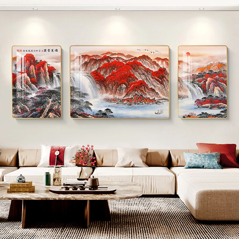 A02鸿运当头新中式装饰画客厅沙发装饰挂画高级感墙面壁画