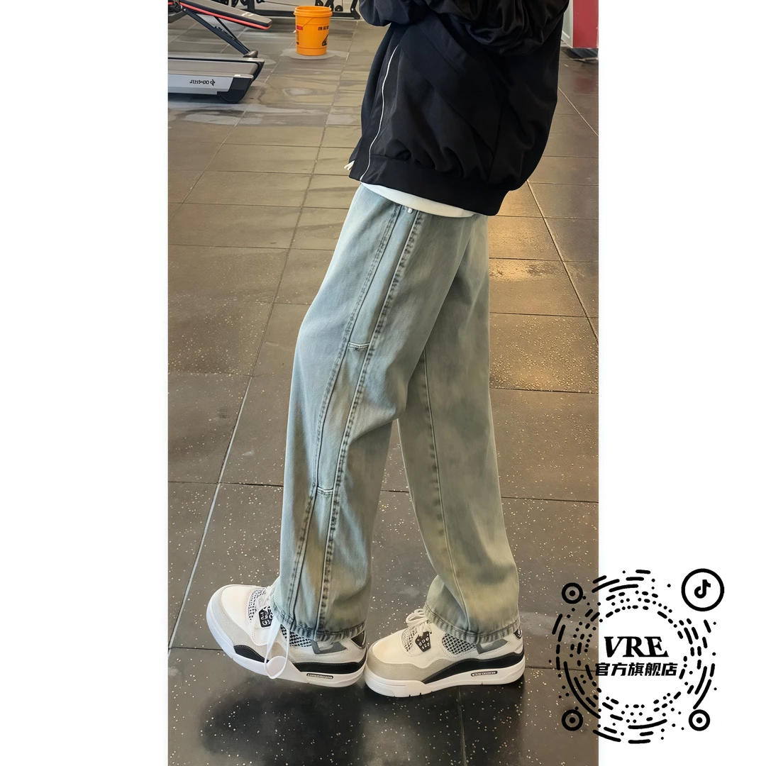 爆款牛仔裤男款男士阔腿穿搭潮牌高街显瘦百搭直筒裤直筒牛仔穿搭