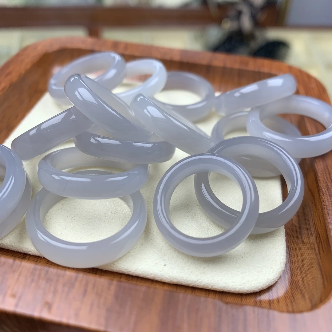 ［钰杰］和田玉青海料冰底紫罗兰指环冰紫戒圈 多样性发货 发一件