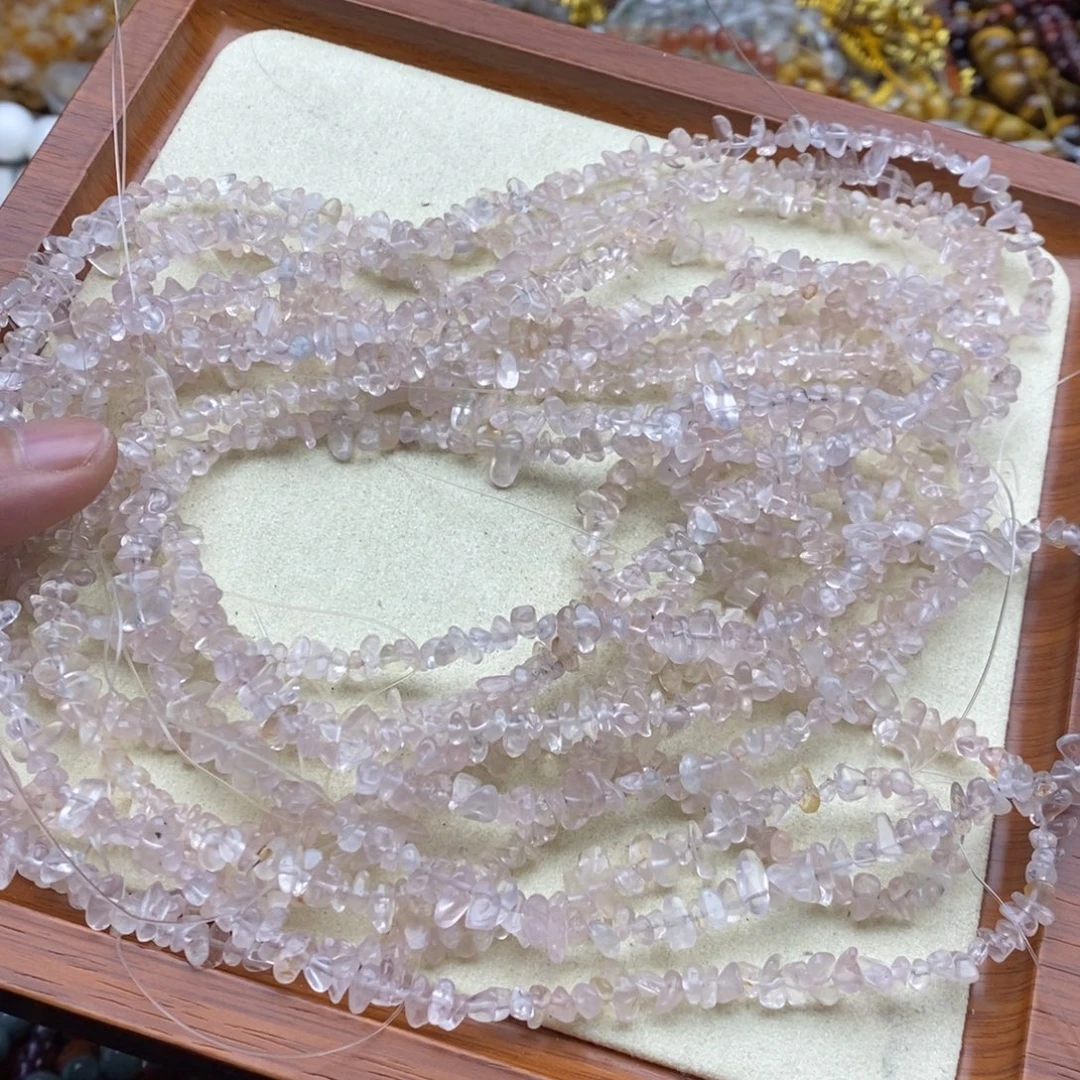 玛瑙/玉髓合金珠宝半成品一条天然星光粉晶碎石5mm毛衣链