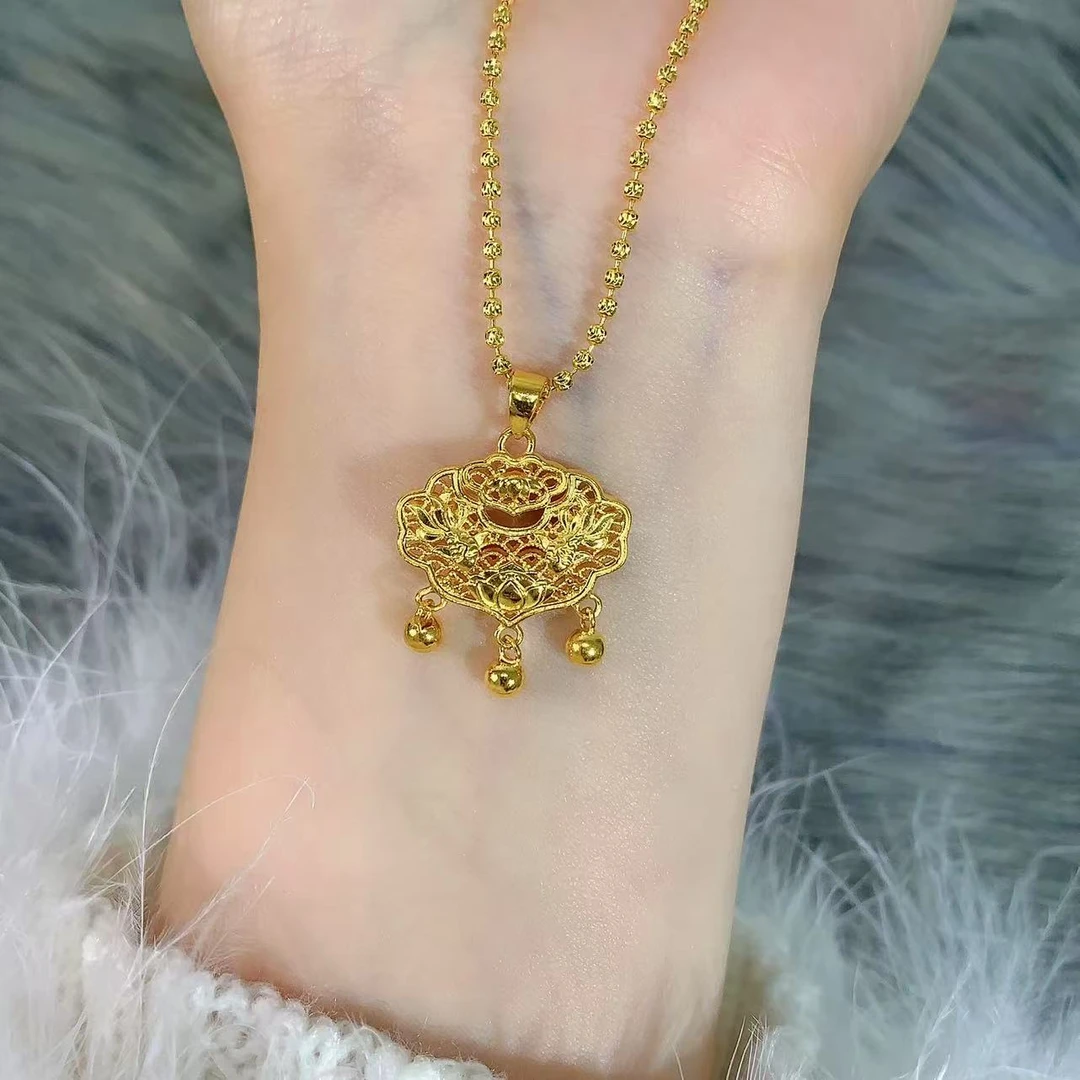 【伟新源】足金999 5G工艺 花丝锦鲤铃铛锁5.06克（不含链）