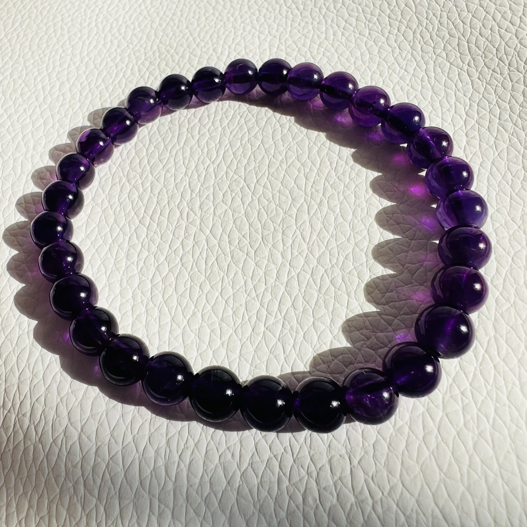 天然乌拉圭紫水晶6mm+手串黑加仑紫超水晶情侣时尚九子离火