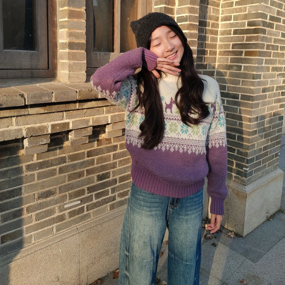 YIYANG女童毛衣学院风立领毛衣休闲风套头长袖儿童毛衣1275百搭