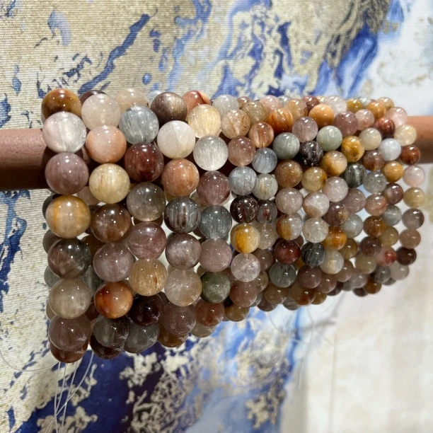 【月月家】Y039天然水晶 糖果彩兔毛单圈手串 多样性发其一