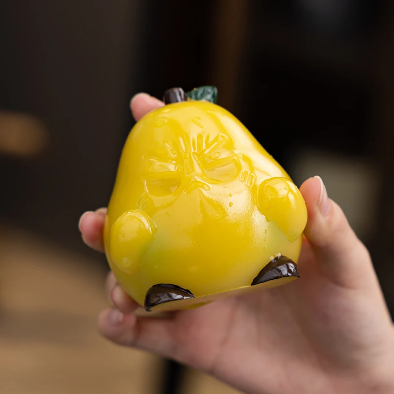 变色鸭梨茶宠桌面伙伴茶桌可爱设计精美摆件值得拥有绿色创意