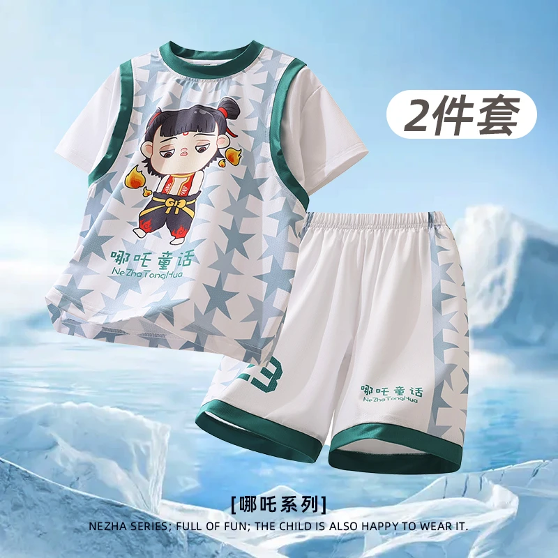 【哪吒】儿童运动套装夏季篮球服短袖中大童男童速干2025新款薄款