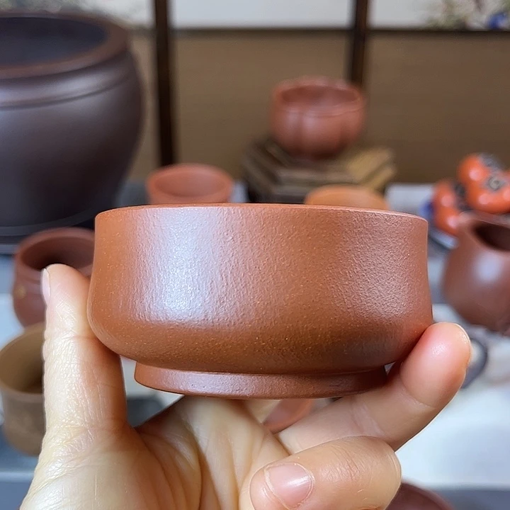 紫砂茶杯全手工红降坡容量120
