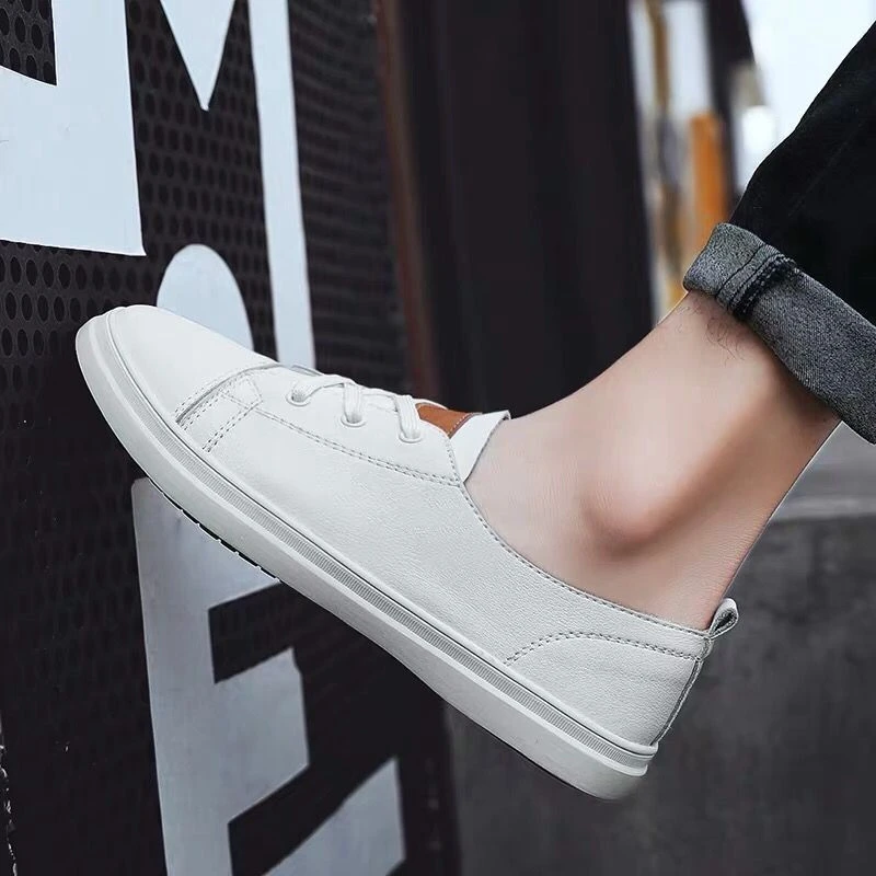爆款小白鞋男款潮秋季透气休闲百搭浅口小白鞋男时尚韩版青年皮鞋