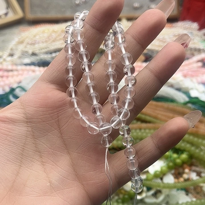 玛瑙/玉髓珠宝半成品未镶嵌一条6.5mm左右白水晶