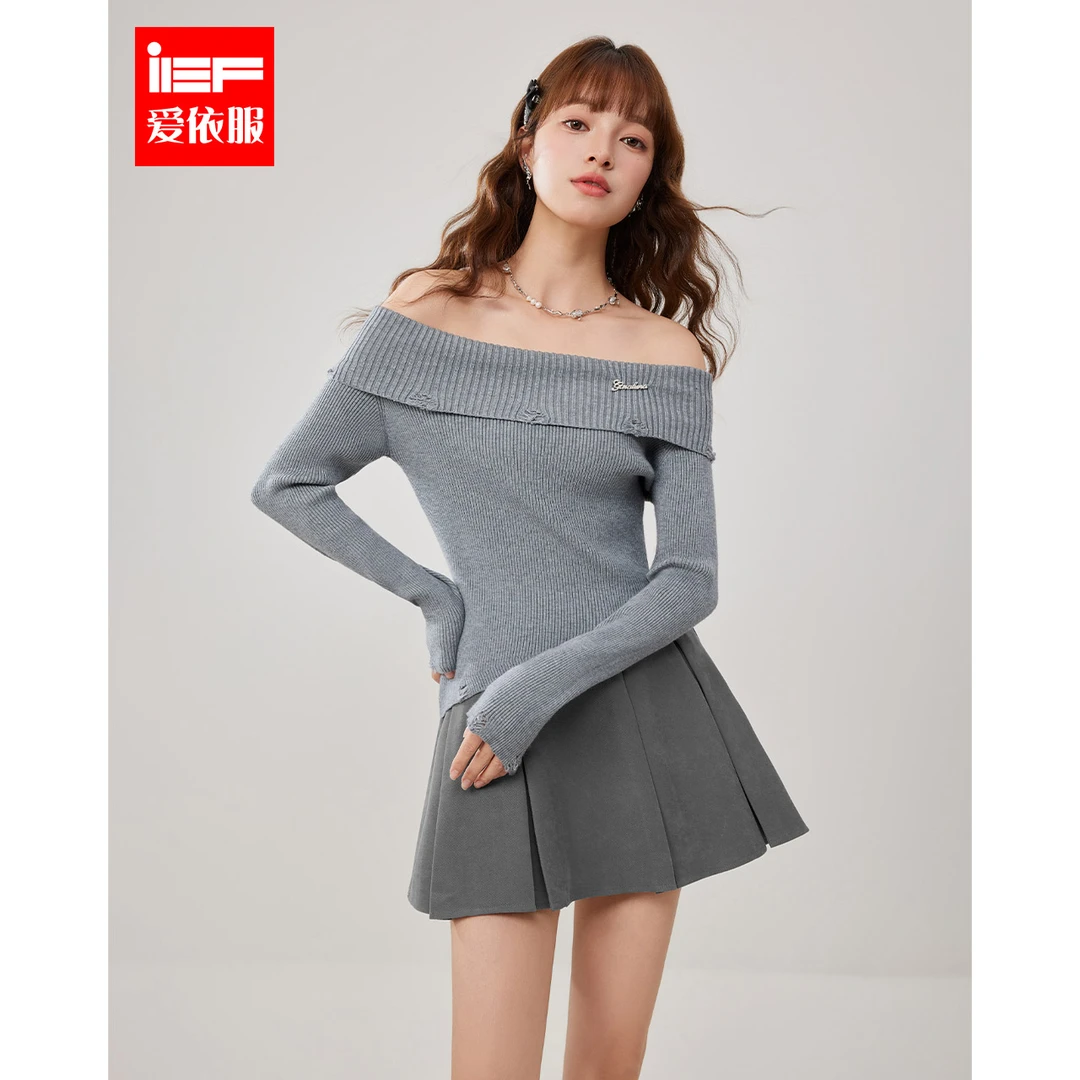 IEF/爱依服2025春季新款时尚辣妹风一字肩性感修身显瘦上下套裙