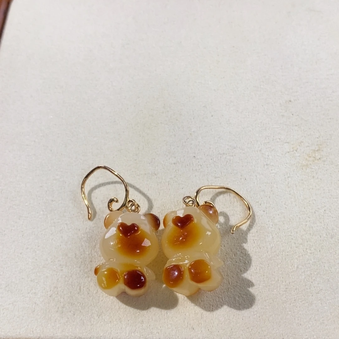 蜜蜡未镶嵌裸石耳坠