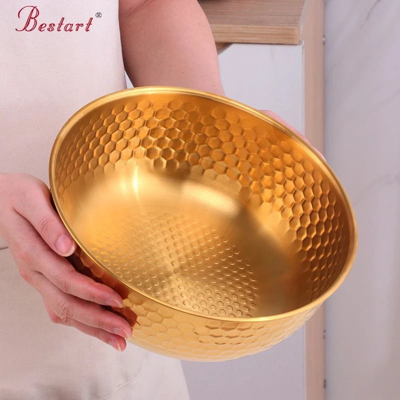 韩式不锈钢沙拉碗泡面碗家用蔬菜韩式拌饭冷面碗大汤碗韩国料理盆