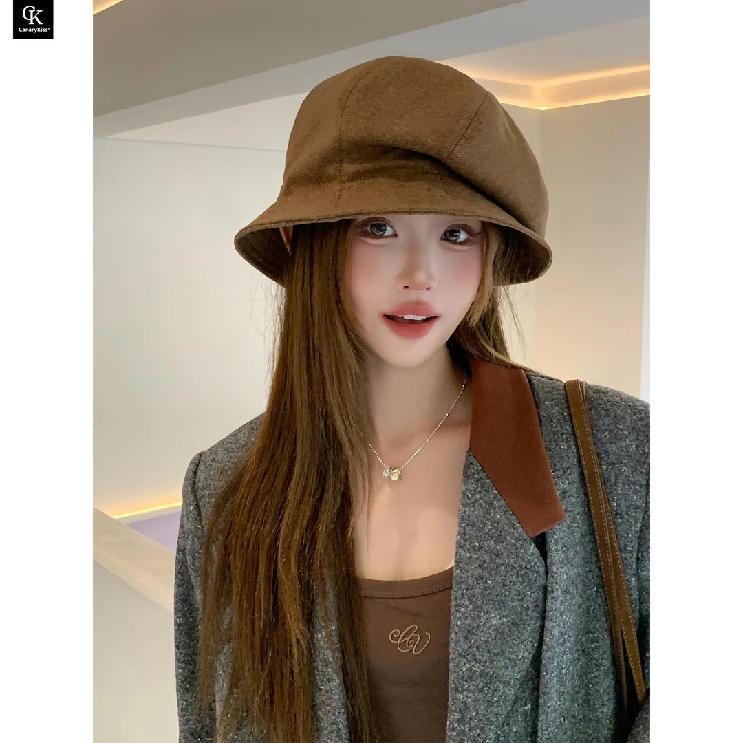 CanaryKiss韩系复古文艺渔夫帽女气质百搭显脸小遮阳防晒盆帽子秋