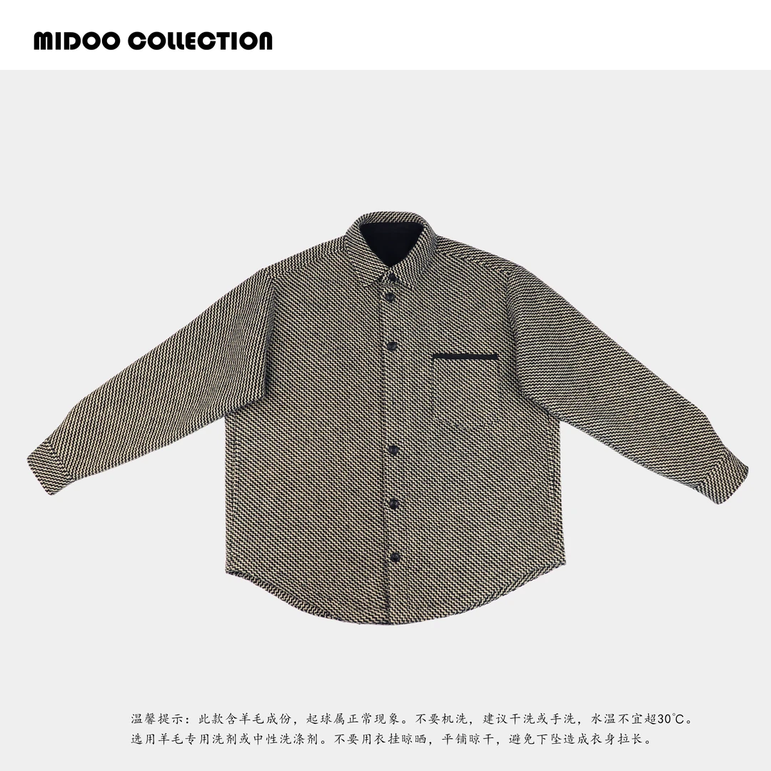 MIDOO 重工毛呢衬衫外套