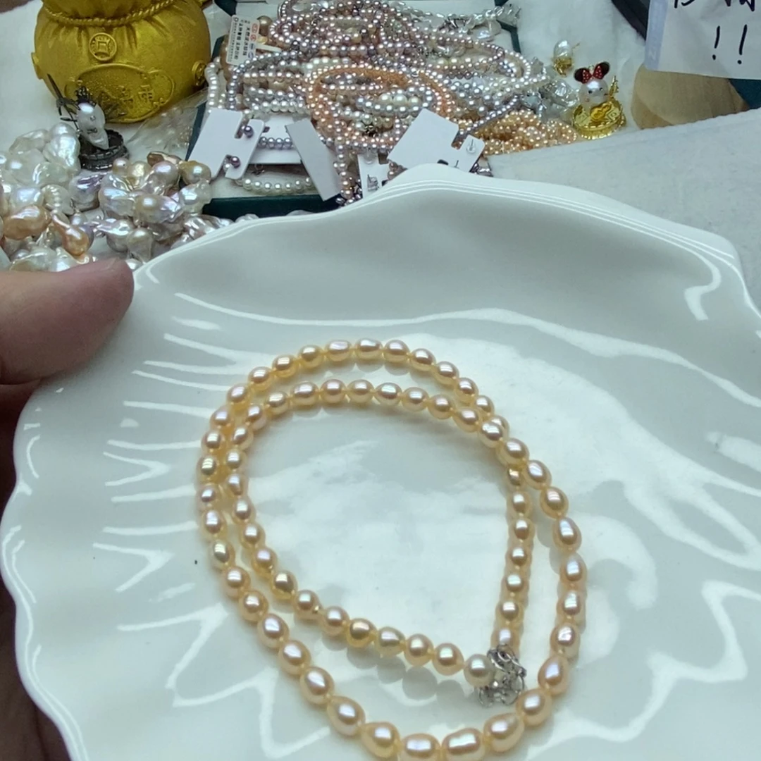 淡水珍珠天然淡水珍珠无人工干预银S925镶嵌8