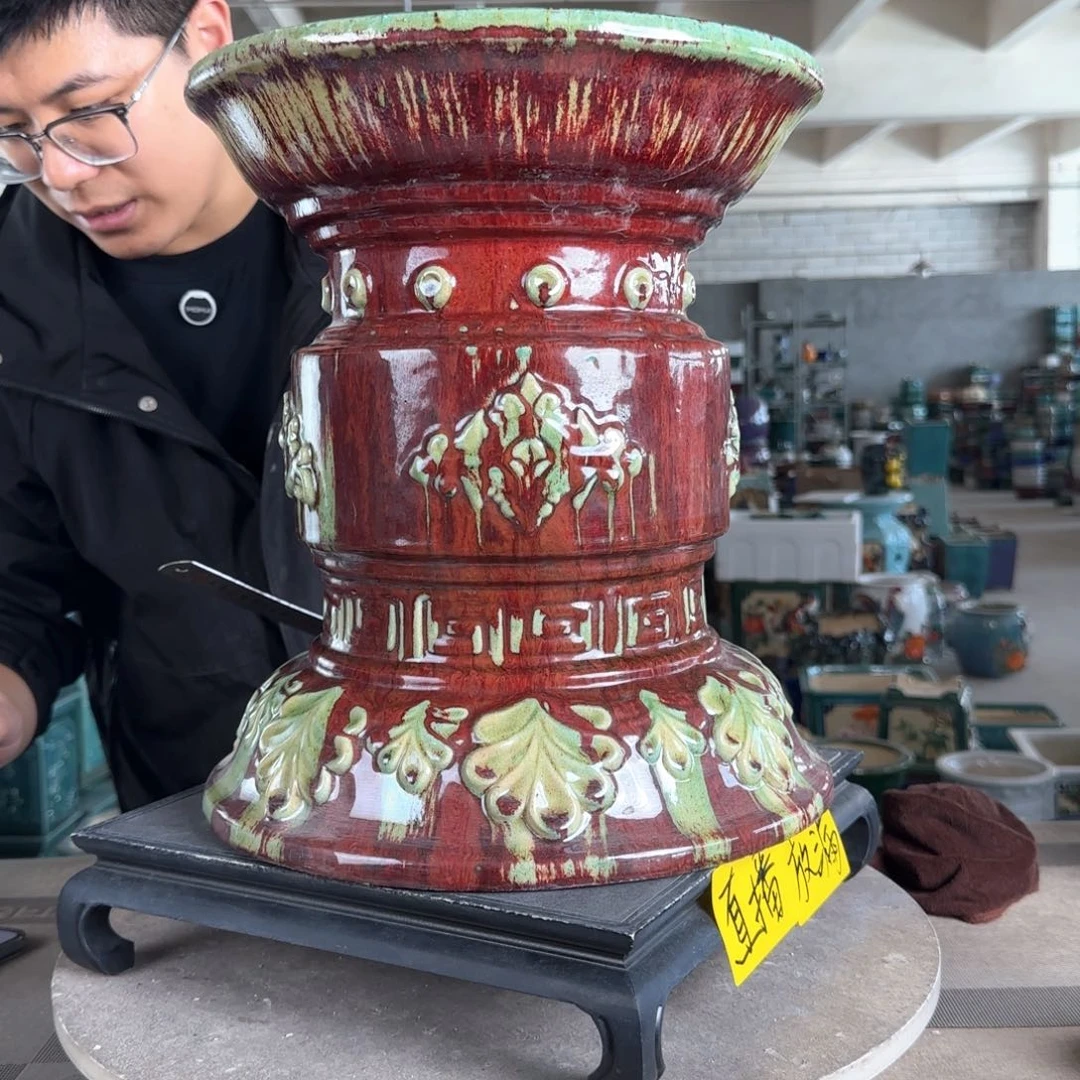 陶。一风堂石湾花盆 高温裂