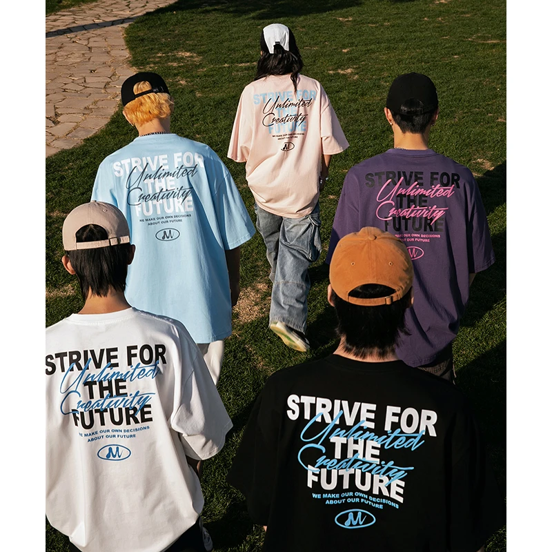 【全额运补】潮流港风字母印花inst恤美式纯棉休闲百搭圆领国潮