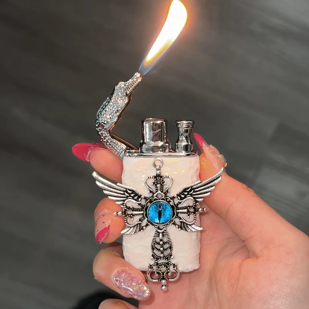 网红定制同款高档双火创意防风打火机充气蓝火高颜值送朋友闺蜜礼